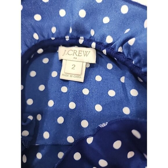 J. Crew Top Sleeveless Blue Polka Dot Ruffled Neck Blouse Business Women's 2 - Picture 8 of 8